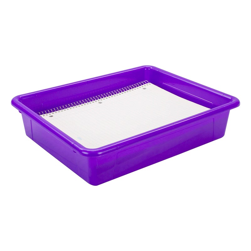 Storex Letter Size Flat Storage Tray â€“ Organizer Bin for Classroom, Office and Home, Violet, 5-Pack (62521U05C) - Image 5